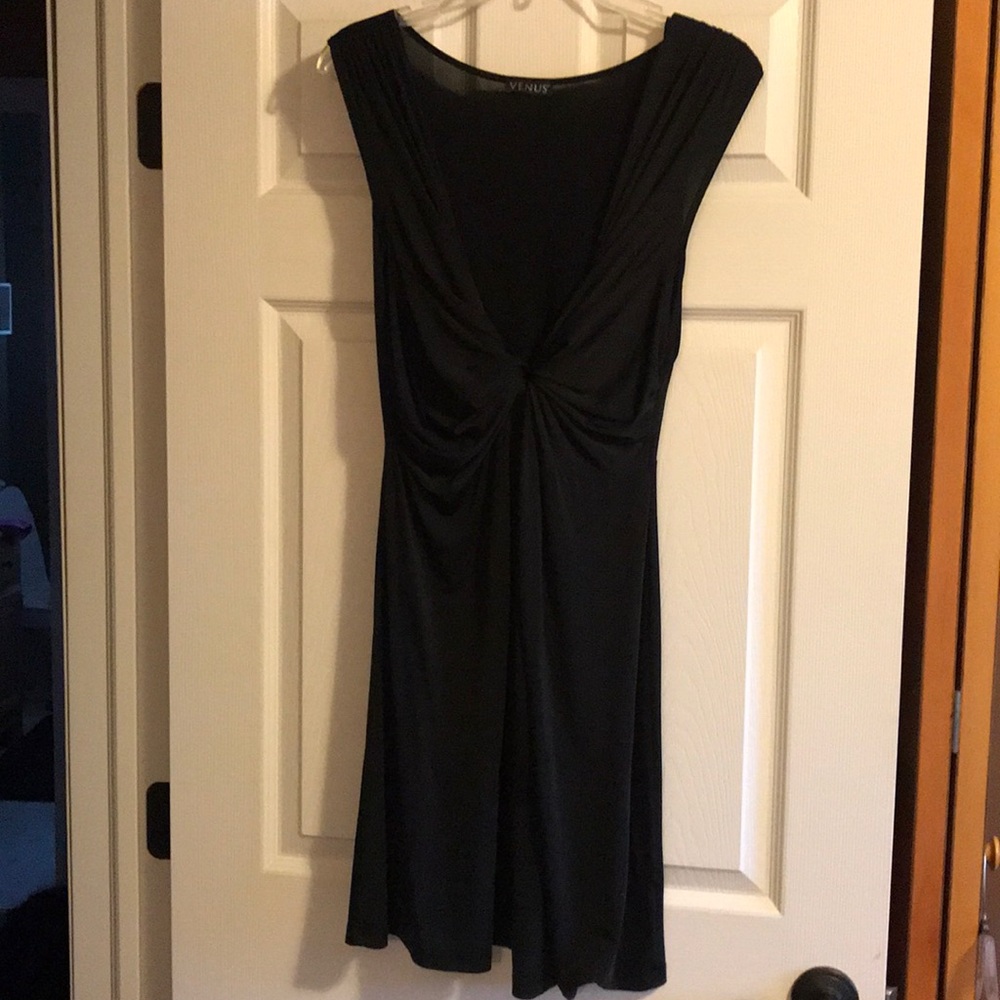 Deep V neck line black dress